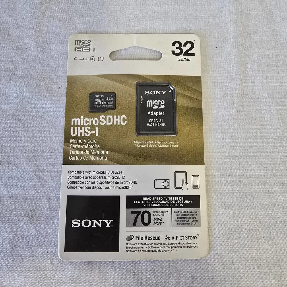 Sony Micro SDHC UHS-I Memory Card 32GB w/ Adaptor New Sealed